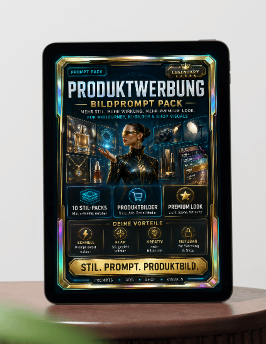 Midjourney / KI-Bildprompt Pack: Produktwerbung