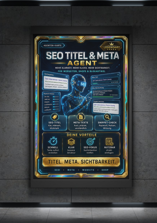 SEO Titel & Meta Agent Für Webseiten, Shops und Blogartikel