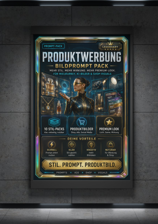 Midjourney / KI-Bildprompt Pack: Produktwerbung